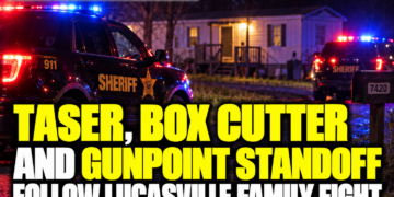 Taser box cutter and gunpoint standoff