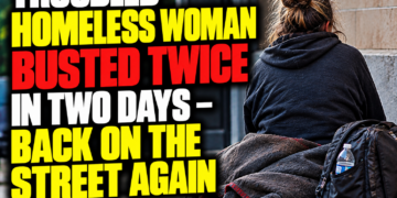 troubled homeless woman