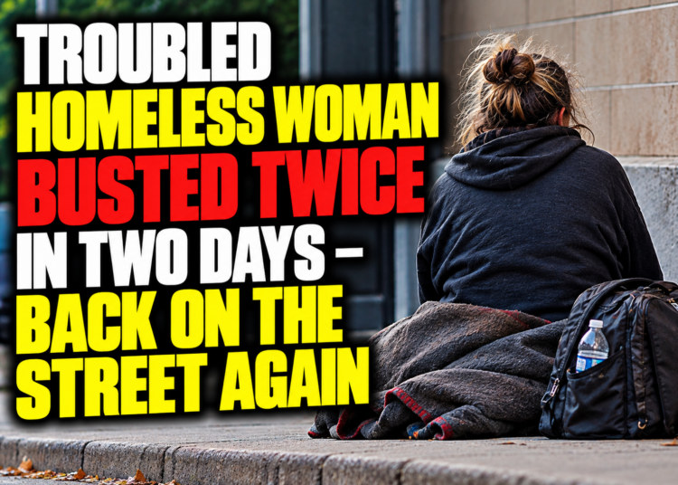 troubled homeless woman