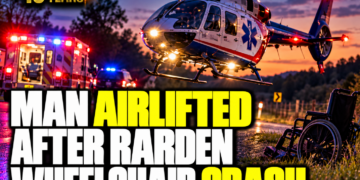 Man airlifted after wheelchair crash