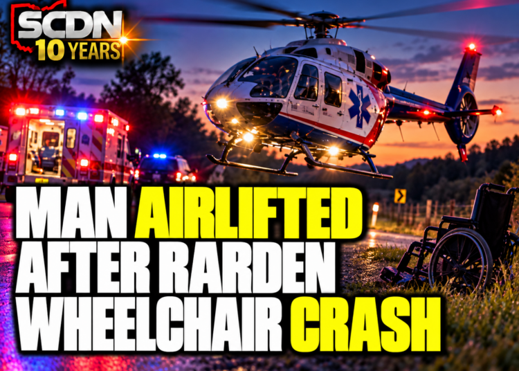 Man airlifted after wheelchair crash