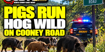 Pigs run hog wild on Cooney Road