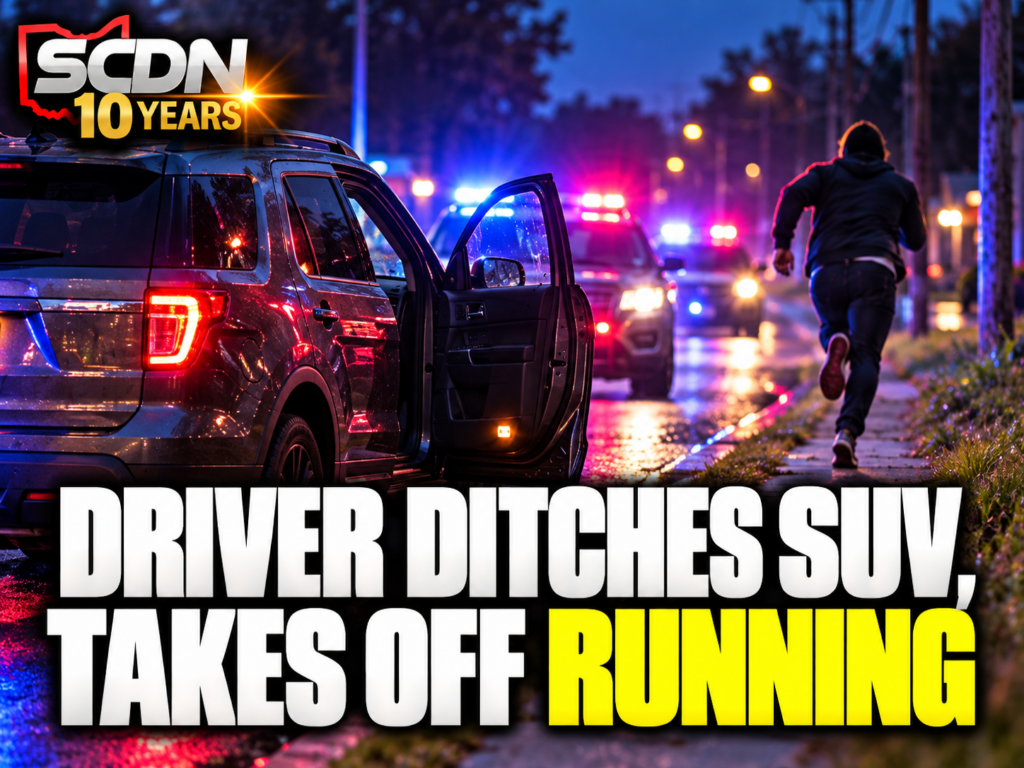 Driver ditches SUV and takes off running.
