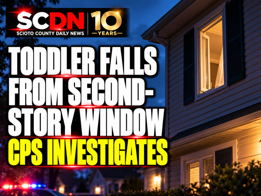 Toddler falls from window