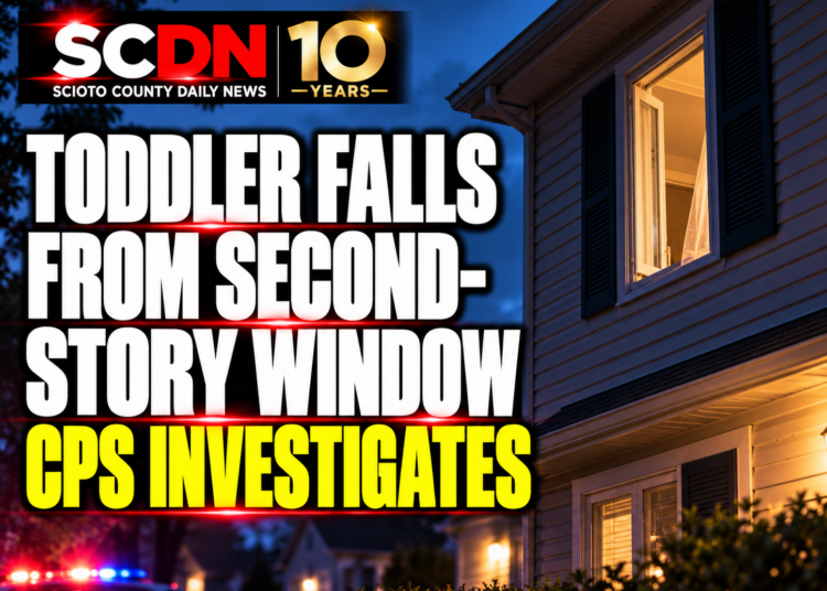 Toddler falls from window